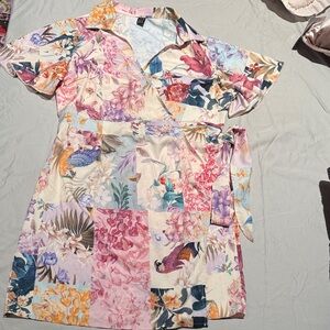 SHEIN Multicolor Floral Wrap Dress
